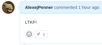 Comment on PR with a rocket-emoji reaction