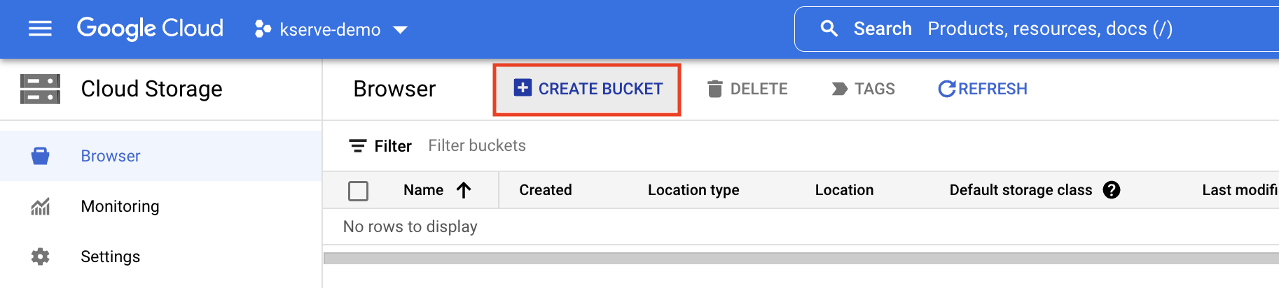 Create GS bucket