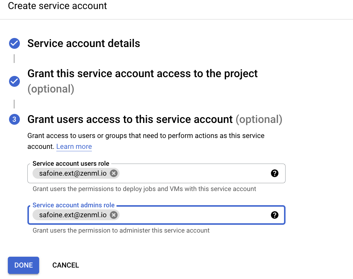 Service account user access
