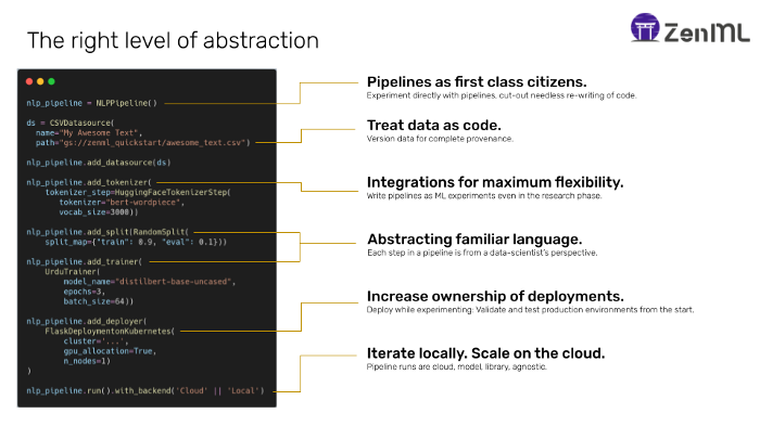 ZenML abstract pipelines with familiar language to increase ownership of model deployments