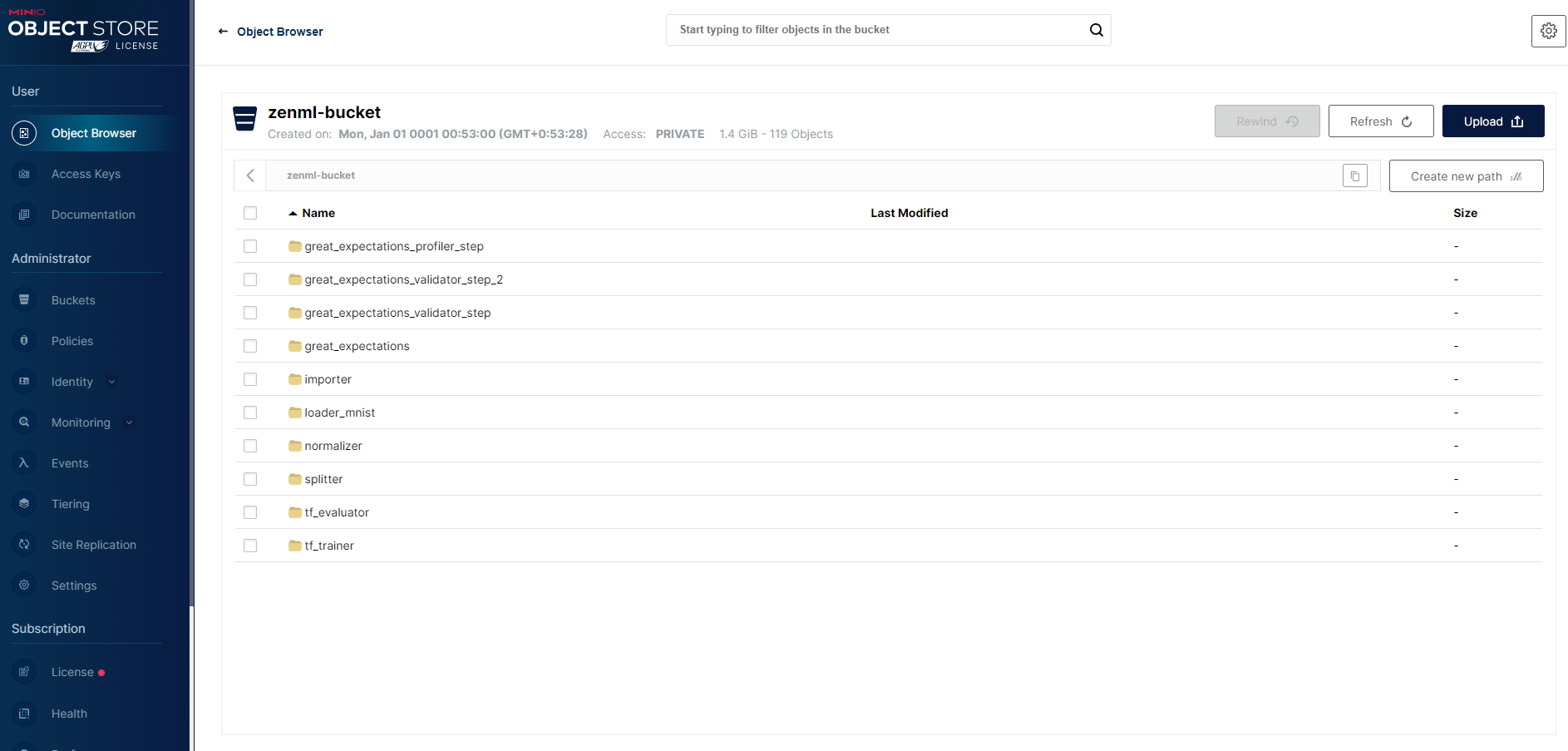 Sandbox pipelines running on Minio