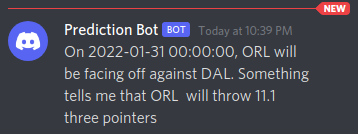 "Prediction posted to discord"